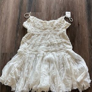 Free People White Ruffled Dress